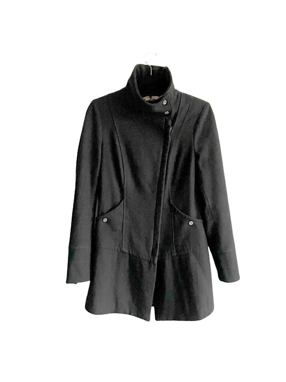 STEVE MADDEN Wool Winter Jacket Coat Asymmetrical Zip Belt Black S